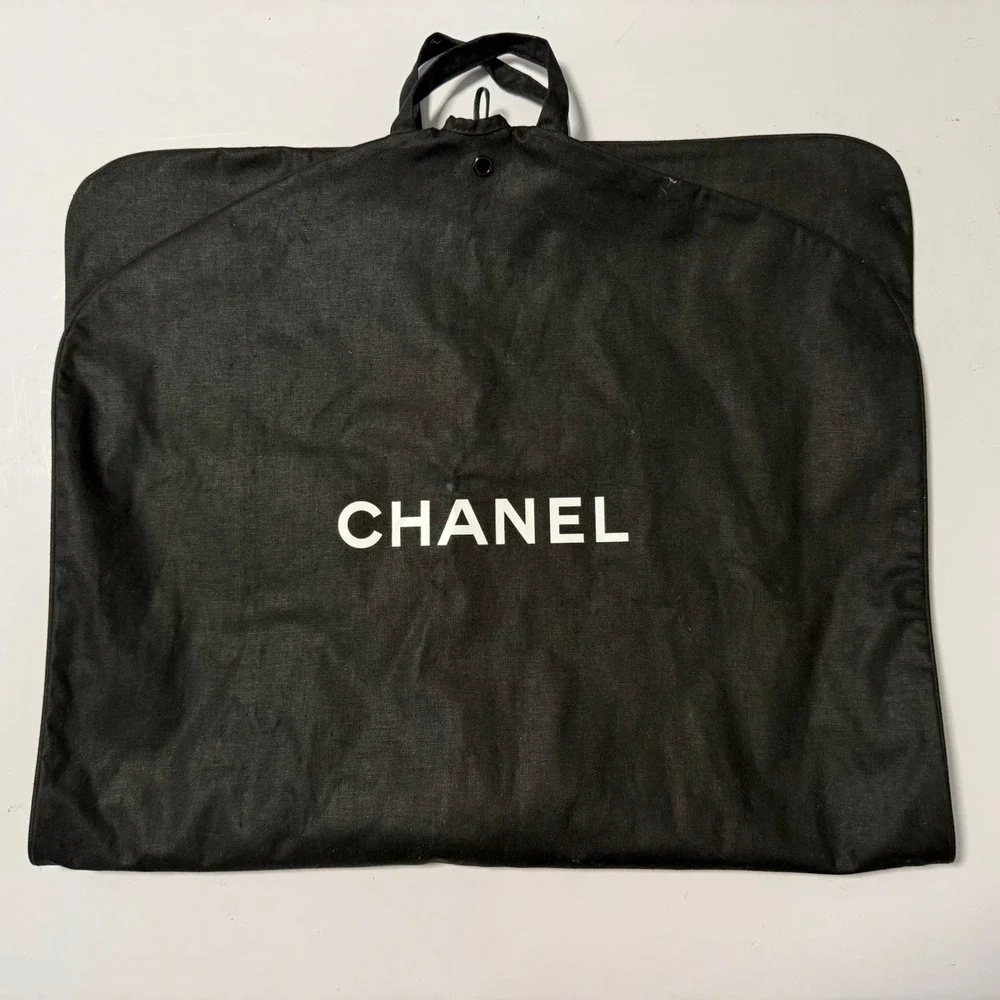 Chanel Black Canvas Garment Bag Foldable Travel Suit Cover with Logo 39x23